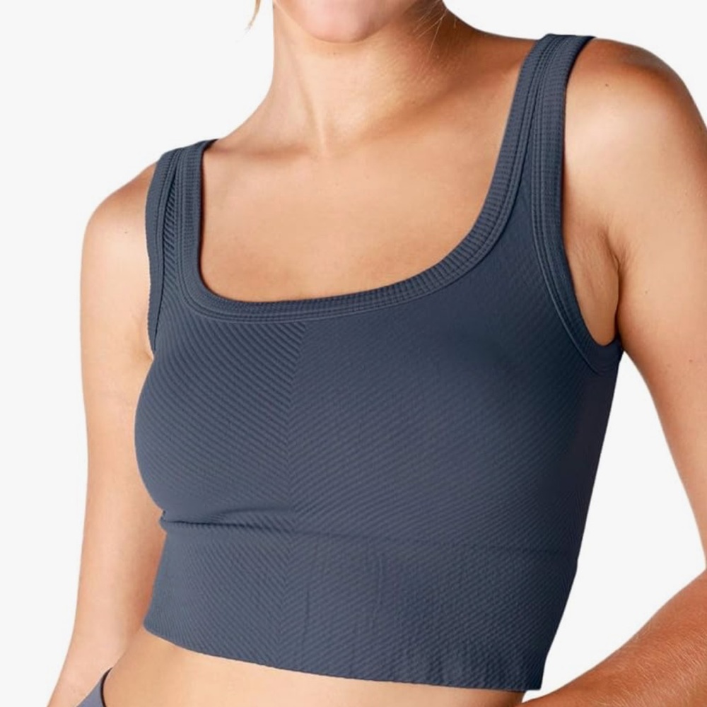 Nikibiki Women Seamless Chevron Ribbed Crop Top, Made in U.S.A, One Size